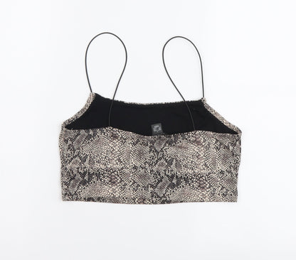 Primark Womens Brown Animal Print Polyester Cropped Tank Size S Square Neck - Snake Pattern