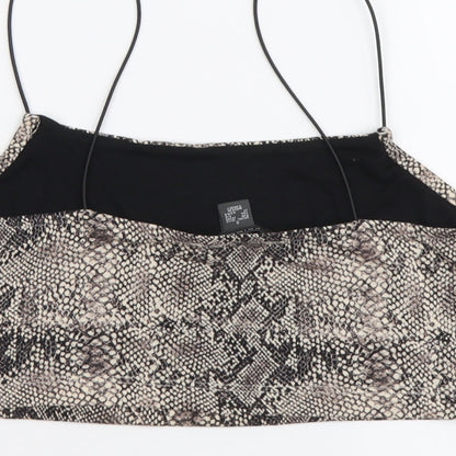 Primark Womens Brown Animal Print Polyester Cropped Tank Size S Square Neck - Snake Pattern