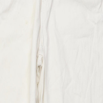 Denim & Co. Womens Ivory Cotton Mom Jeans Size 10 L26 in Regular Button