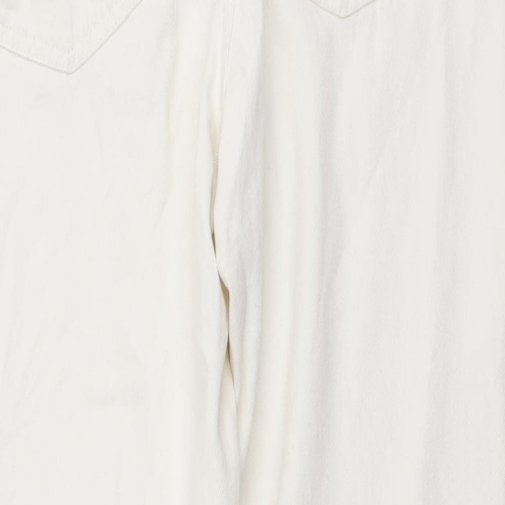 Denim & Co. Womens Ivory Cotton Mom Jeans Size 10 L26 in Regular Button