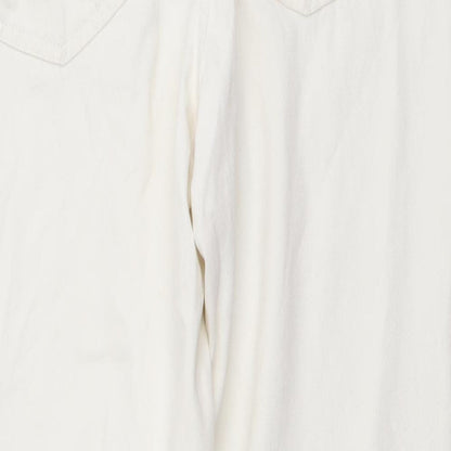 Denim & Co. Womens Ivory Cotton Mom Jeans Size 10 L26 in Regular Button