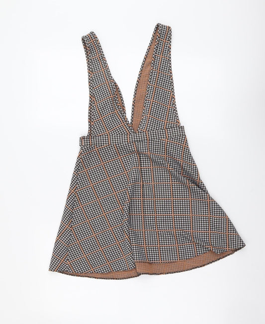 Miss Selfridge Womens Multicoloured Houndstooth Polyester Mini Size 6 V-Neck Pullover