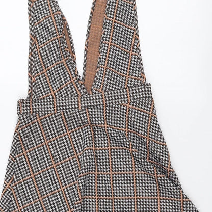 Miss Selfridge Womens Multicoloured Houndstooth Polyester Mini Size 6 V-Neck Pullover