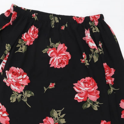 Cameo Rose Womens Black Floral Polyester Tank Dress Size 8 Off the Shoulder Pullover