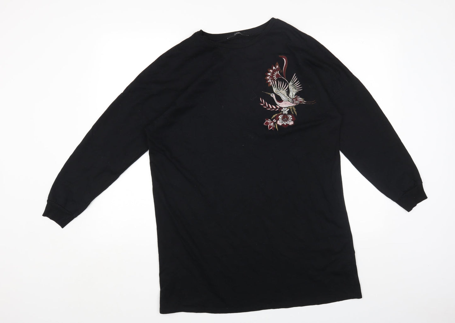 George Womens Black Round Neck Cotton Pullover Jumper Size 12