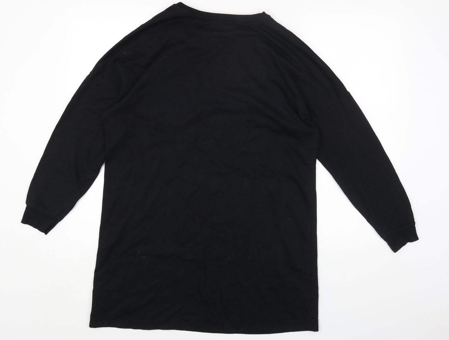 George Womens Black Round Neck Cotton Pullover Jumper Size 12