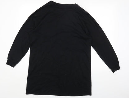 George Womens Black Round Neck Cotton Pullover Jumper Size 12