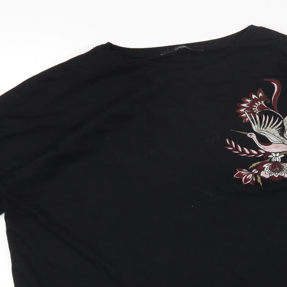 George Womens Black Round Neck Cotton Pullover Jumper Size 12