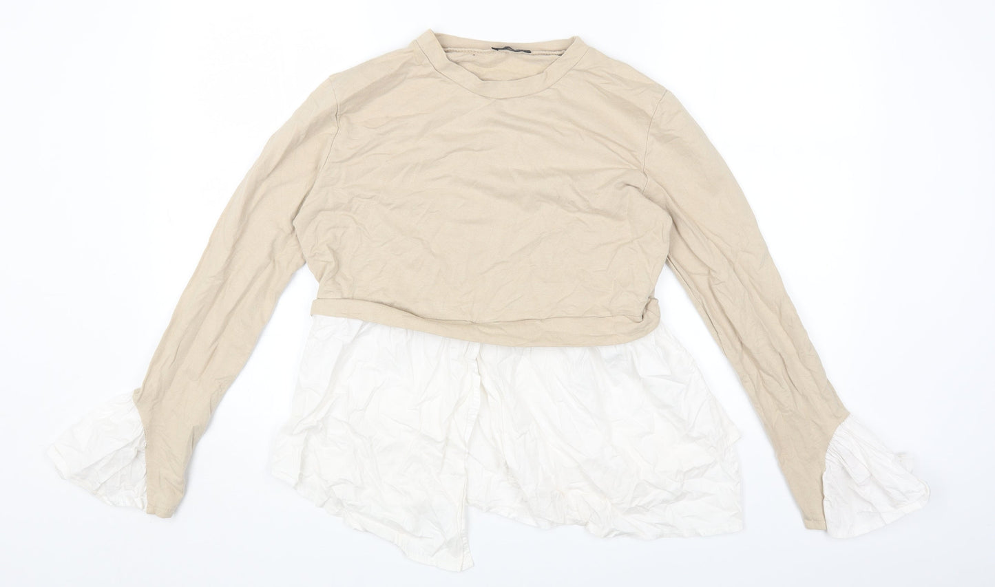 Womens UK Size 6 PRETTYLITTLETHING Beige Basic T-Shirt