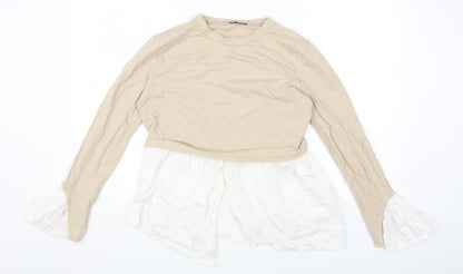 Womens UK Size 6 PRETTYLITTLETHING Beige Basic T-Shirt