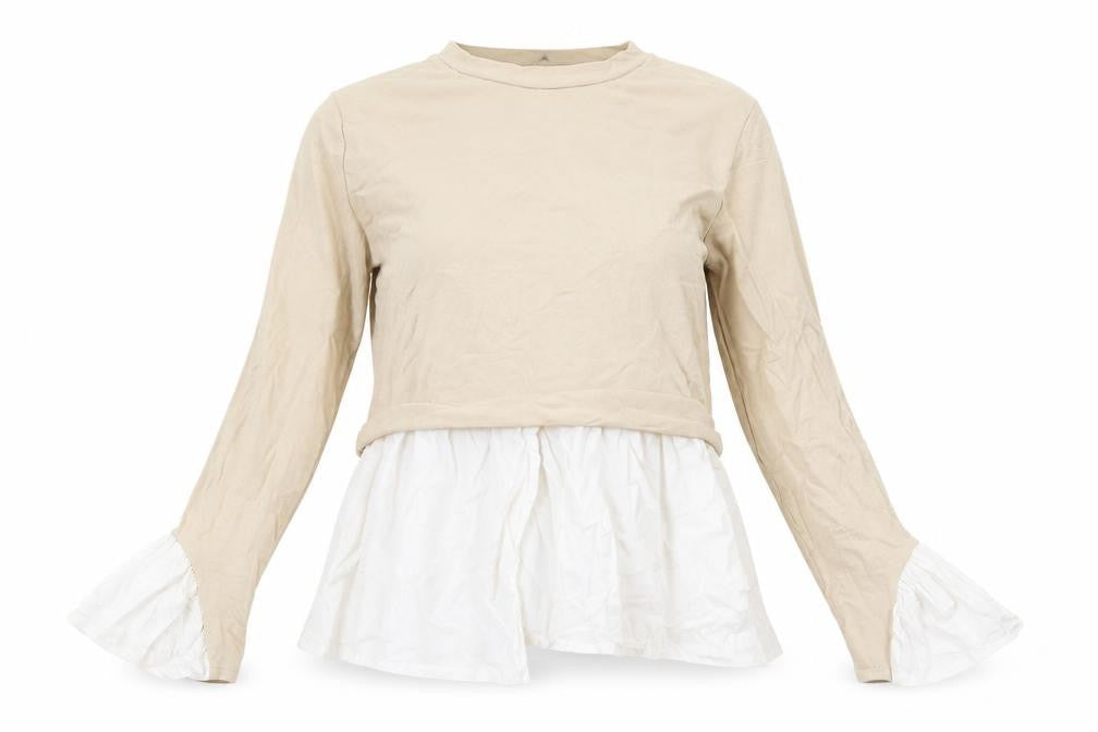 Womens UK Size 6 PRETTYLITTLETHING Beige Basic T-Shirt