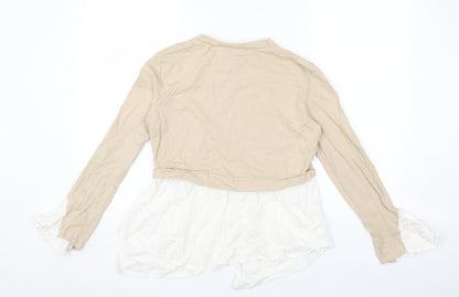 Womens UK Size 6 PRETTYLITTLETHING Beige Basic T-Shirt