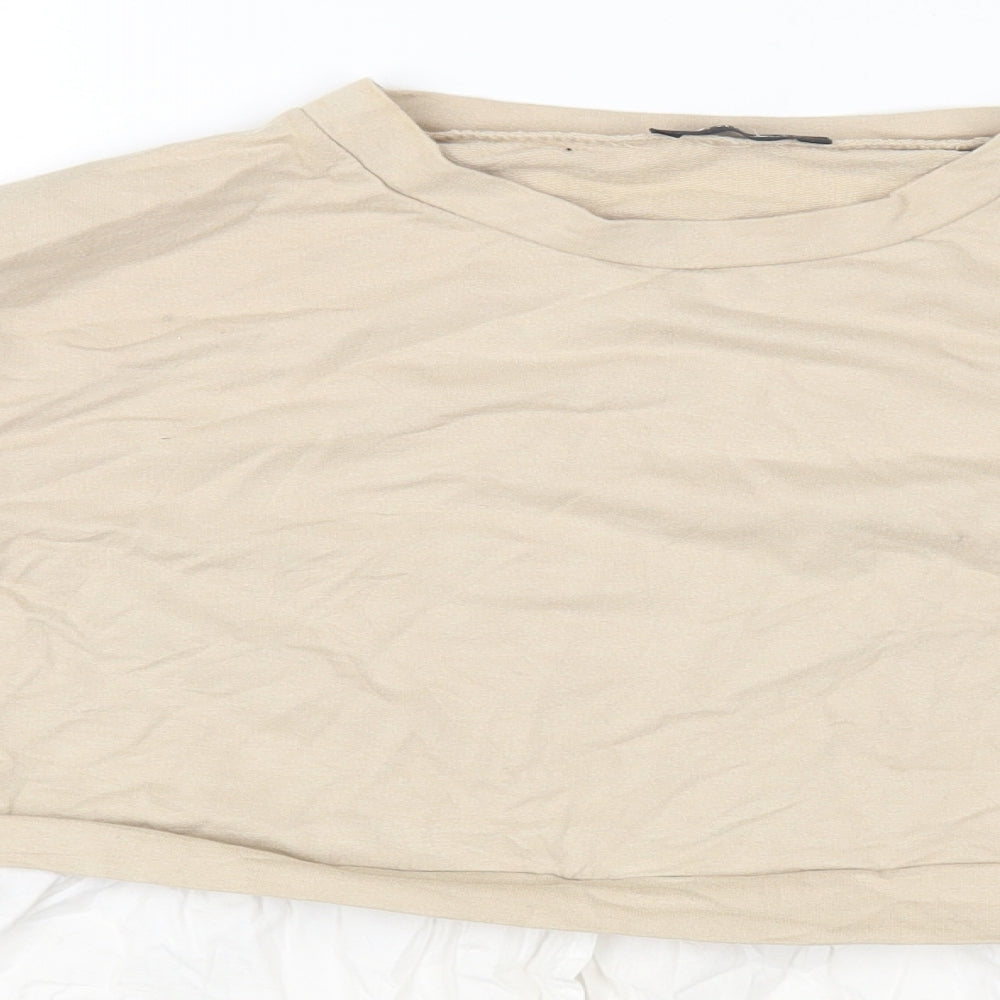 Womens UK Size 6 PRETTYLITTLETHING Beige Basic T-Shirt