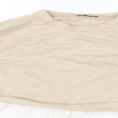 Womens UK Size 6 PRETTYLITTLETHING Beige Basic T-Shirt