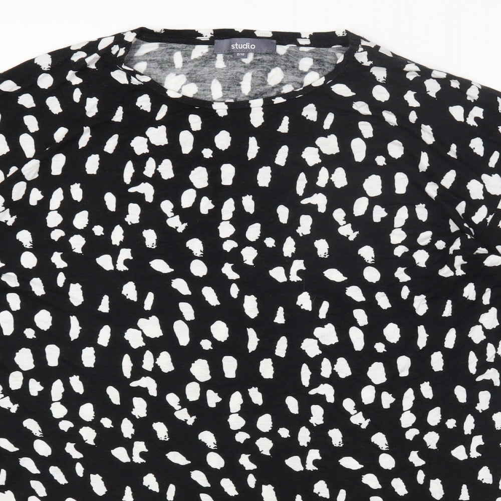 Womens UK Size 8 Studio Black Basic T-Shirt
