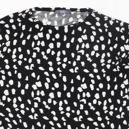 Womens UK Size 8 Studio Black Basic T-Shirt