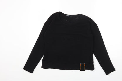 Cable & Gauge Womens Black Polyester Basic T-Shirt Size S Round Neck
