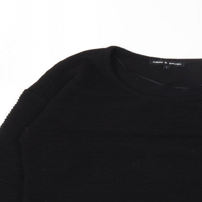 Cable & Gauge Womens Black Polyester Basic T-Shirt Size S Round Neck