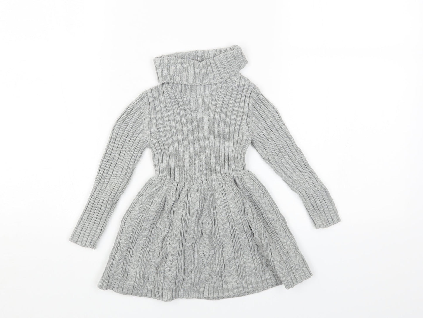 Rachel Zoe Girls Grey Acrylic Fit & Flare Size 9-12 Months Roll Neck Pullover