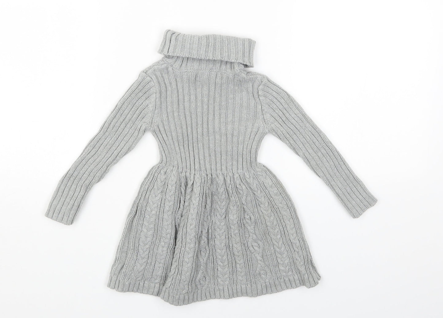 Rachel Zoe Girls Grey Acrylic Fit & Flare Size 9-12 Months Roll Neck Pullover