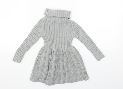 Rachel Zoe Girls Grey Acrylic Fit & Flare Size 9-12 Months Roll Neck Pullover