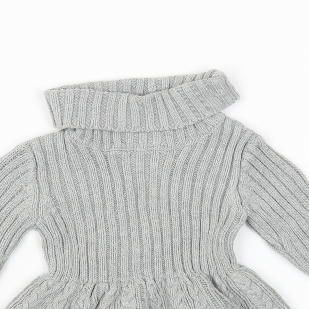 Rachel Zoe Girls Grey Acrylic Fit & Flare Size 9-12 Months Roll Neck Pullover
