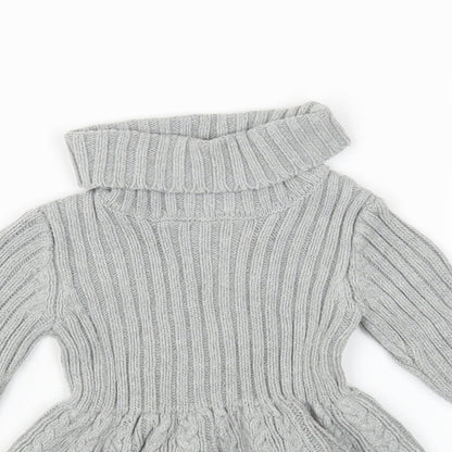 Rachel Zoe Girls Grey Acrylic Fit & Flare Size 9-12 Months Roll Neck Pullover