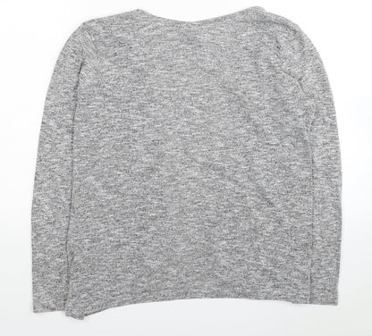 Young Dimension Girls Grey V-Neck Polyester Cardigan Jumper Size 12-13 Years Pullover