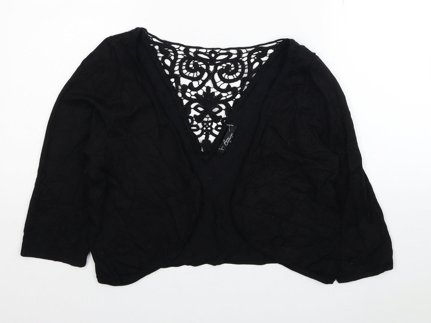 Womens UK Size S Bonmarché Black Cropped Blouse