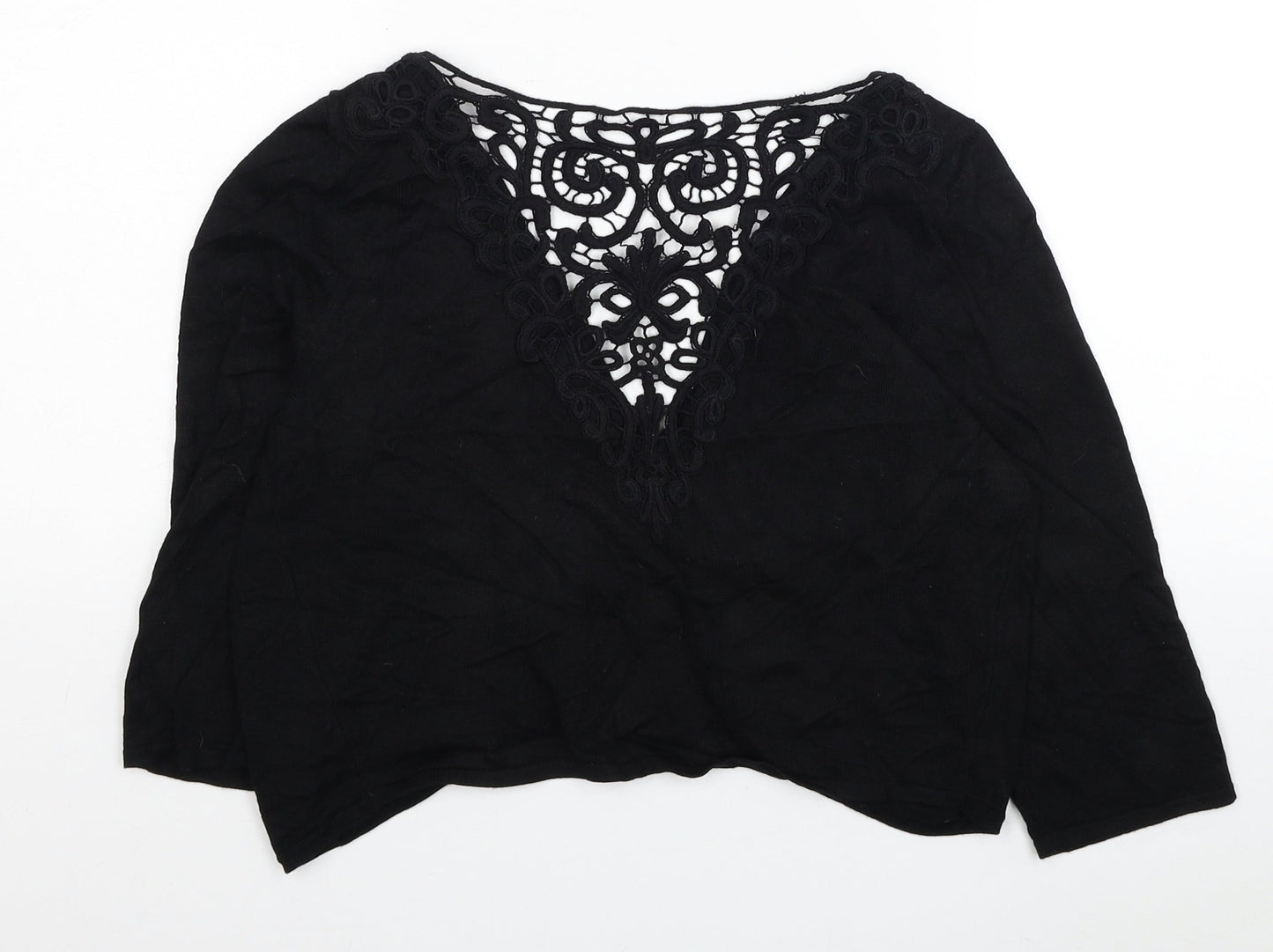 Womens UK Size S Bonmarché Black Cropped Blouse