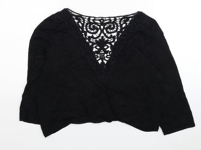 Womens UK Size S Bonmarché Black Cropped Blouse