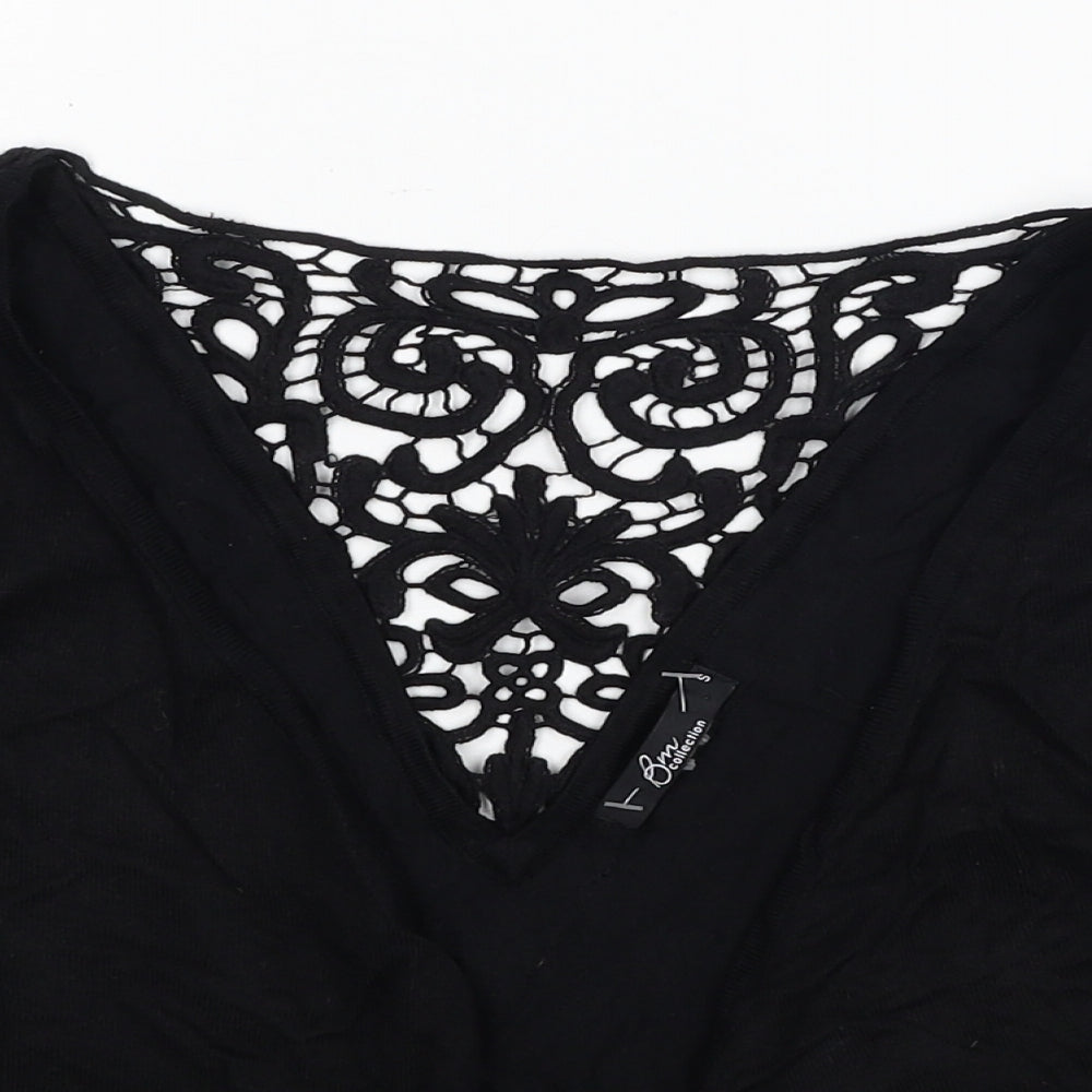 Womens UK Size S Bonmarché Black Cropped Blouse