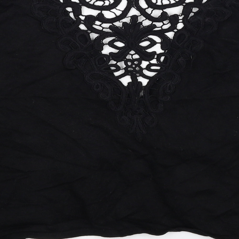 Womens UK Size S Bonmarché Black Cropped Blouse