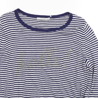 George Womens Blue Scoop Neck Striped Viscose Pullover Jumper Size 16 - Hello