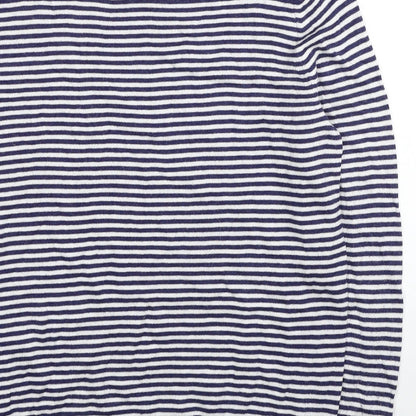 George Womens Blue Scoop Neck Striped Viscose Pullover Jumper Size 16 - Hello
