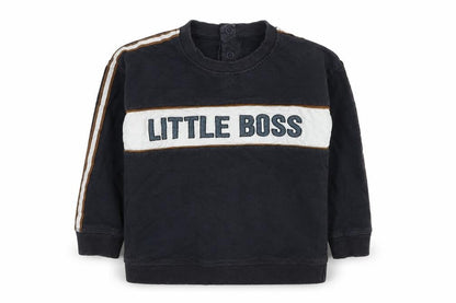 Nutmeg Boys Black Cotton Pullover Sweatshirt Size 10 Years Button - Little Boss