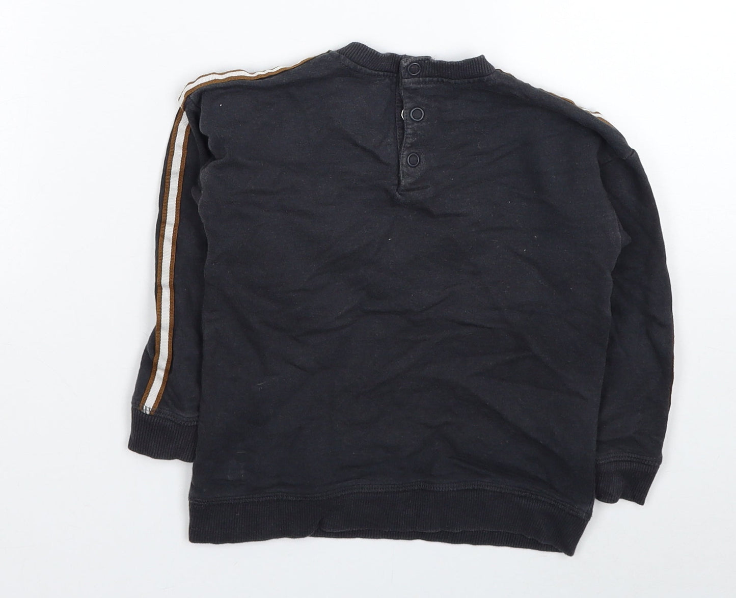 Nutmeg Boys Black Cotton Pullover Sweatshirt Size 10 Years Button - Little Boss