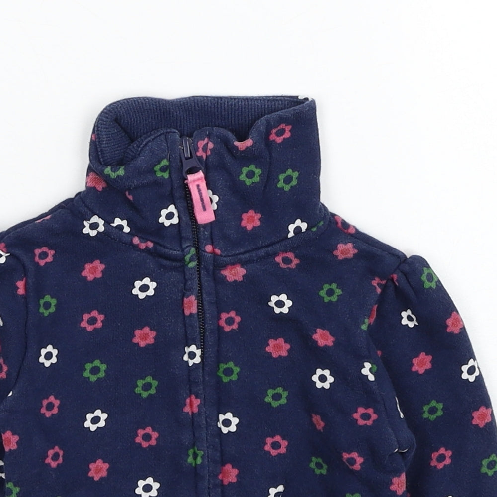 Gap Baby Blue Floral Basic Coat Jacket Size 6-9 Months Zip
