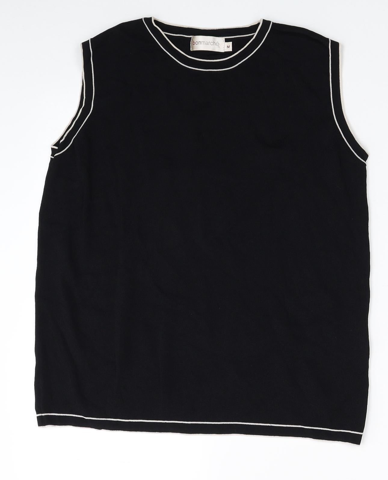 Womens UK Size M Bonmarché Black Basic Tank