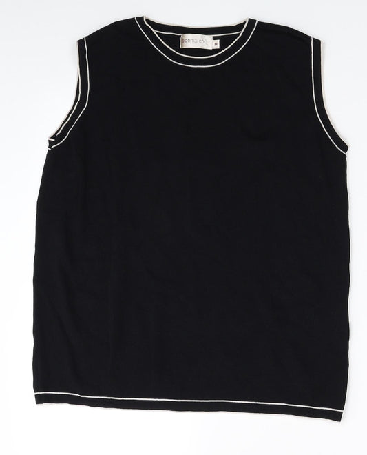 Bonmarché Womens Black Viscose Basic Tank Size M Round Neck