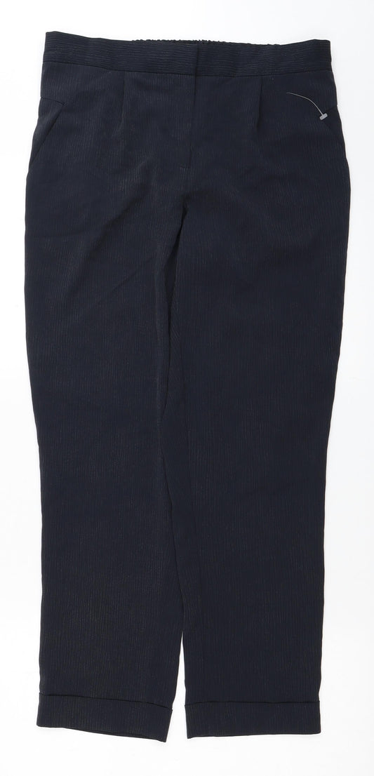 Topshop Womens Black Lyocell Capri Trousers Size 12 L20 in Regular Zip