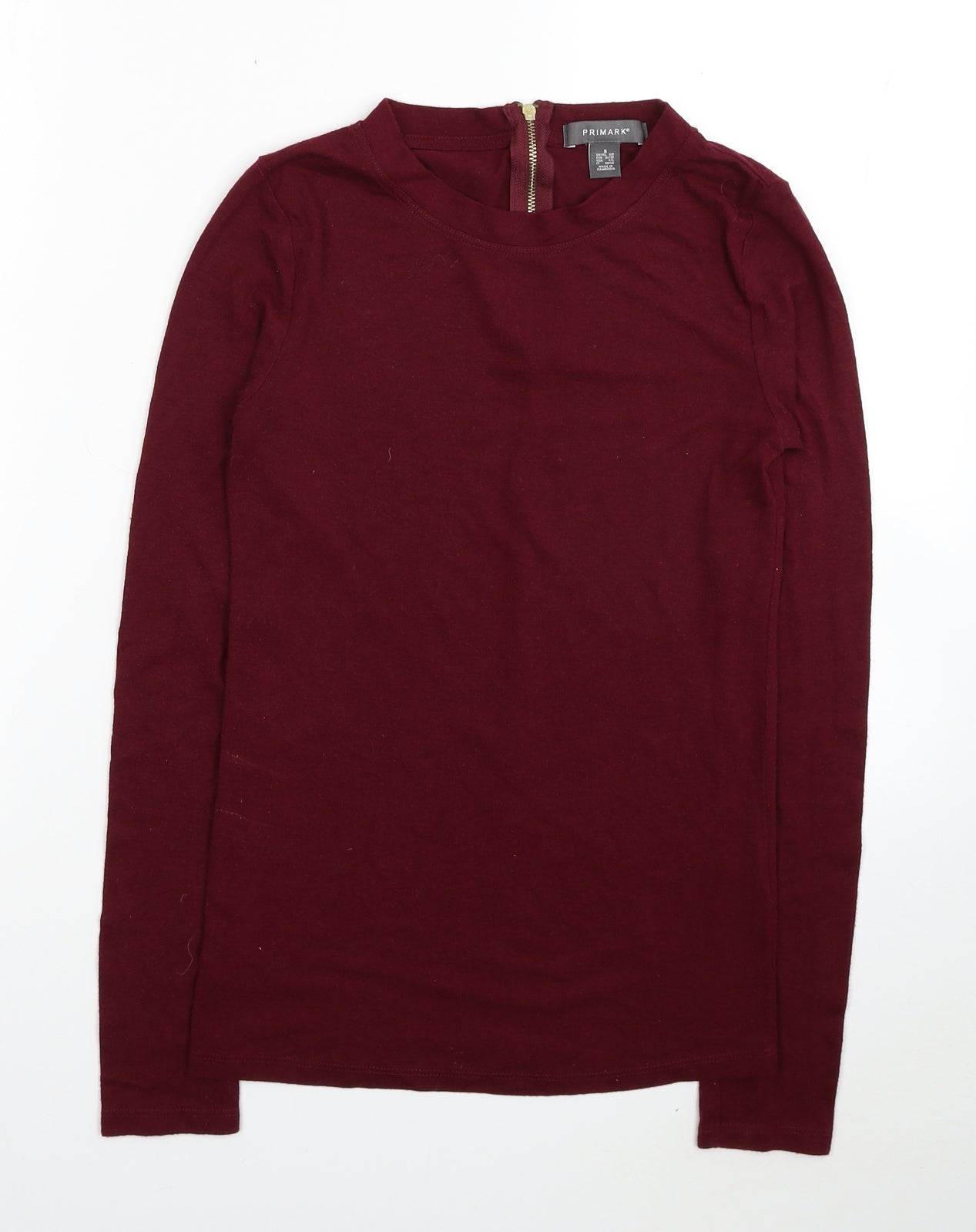 Primark Womens Red Polyacrylate Fibre Basic T-Shirt Size 6 Scoop Neck