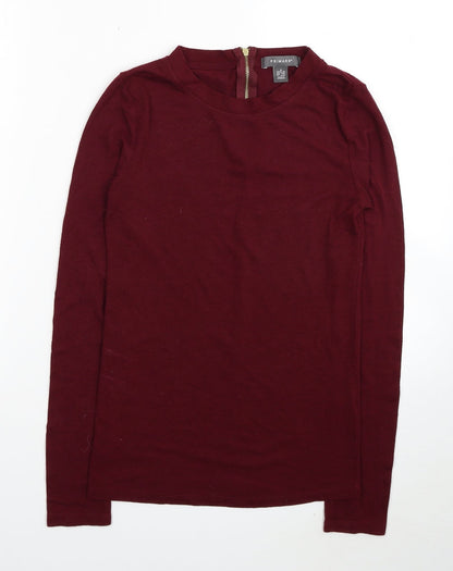 Primark Womens Red Polyacrylate Fibre Basic T-Shirt Size 6 Scoop Neck