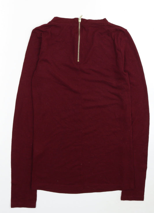 Primark Womens Red Polyacrylate Fibre Basic T-Shirt Size 6 Scoop Neck