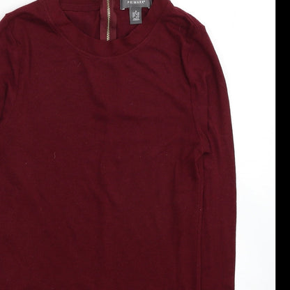 Primark Womens Red Polyacrylate Fibre Basic T-Shirt Size 6 Scoop Neck