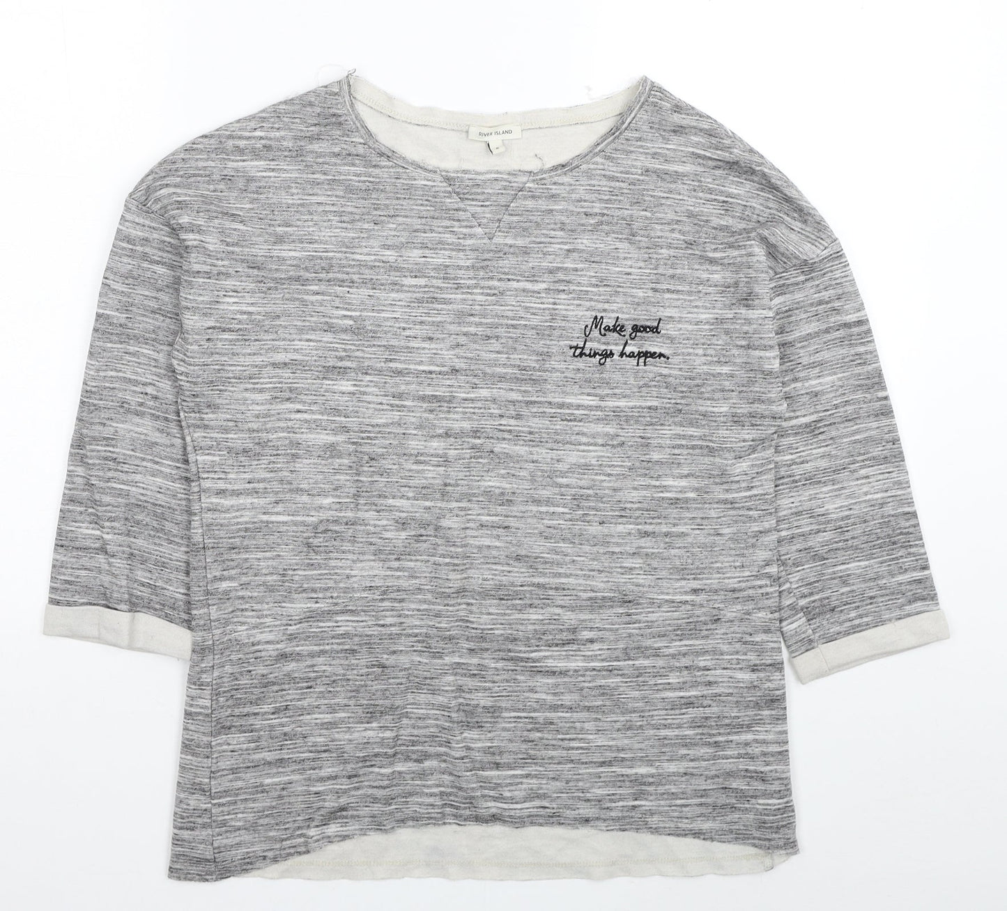 Womens UK Size 8 River Island Grey Basic T-Shirt