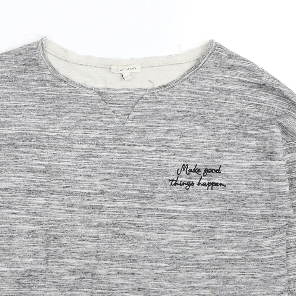Womens UK Size 8 River Island Grey Basic T-Shirt