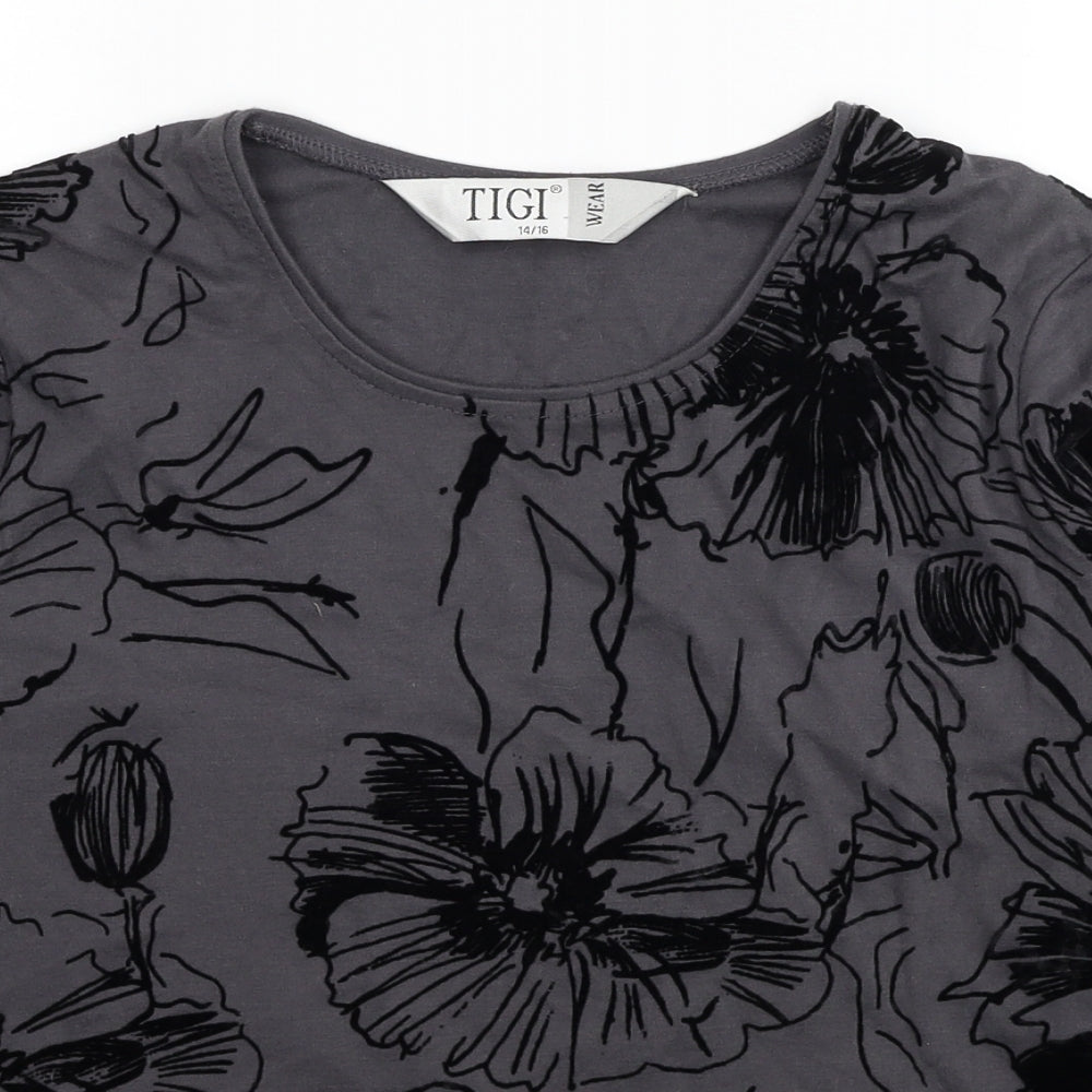 Womens UK Size 14 TIGI Grey Basic Blouse