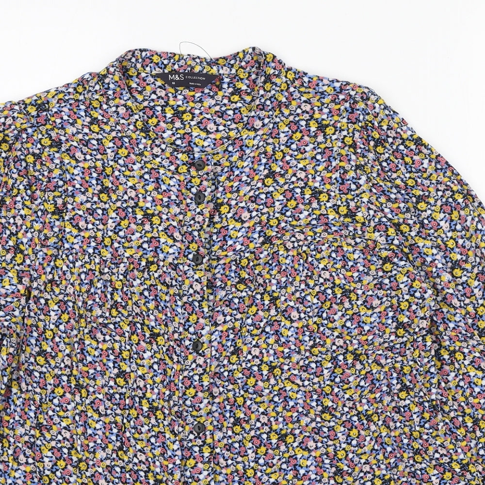 Womens UK Size 10 Marks and Spencer Multicoloured Basic Button-Up