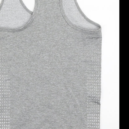 Work Out Womens Grey Polyester Basic Tank Size 10 Scoop Neck Pullover